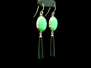 BESPOKE JADE & ONYX EARRINGS 14CT GOLD