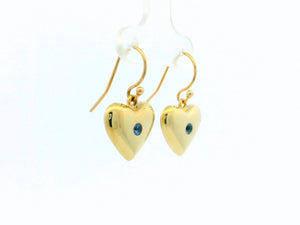 VINTAGE SAPPHIRE HEART EARRINGS 9ct GOLD