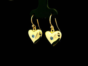 VINTAGE SAPPHIRE HEART EARRINGS 9ct GOLD