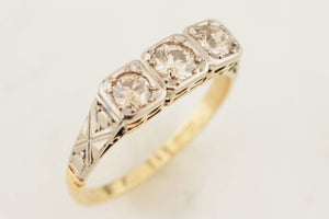 ANTIQUE ART DECO c1920 CHAMPAGNE DIAMOND RING 18ct GOLD