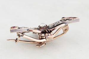 ANTIQUE c1890 DIAMOND SAPPHIRE & SPINEL BUTTERFLY PENDANT/BROOCH
