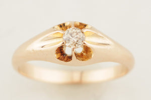 ANTIQUE EDWARDIAN c1900 COGNAC DIAMOND RING 15ct GOLD