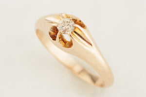 ANTIQUE EDWARDIAN c1900 COGNAC DIAMOND RING 15ct GOLD