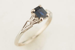 ANTIQUE ART DECO c1920 SAPPHIRE & DIAMOND RING 18ct GOLD
