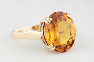 RETRO c1970 MANDARIN CITRINE COCKTAIL RING 9ct GOLD