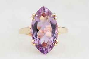 VINTAGE c1970 AMETHYST COCKTAIL RING 9ct GOLD