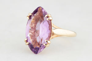 VINTAGE c1970 AMETHYST COCKTAIL RING 9ct GOLD