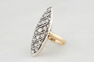 ANTIQUE VICTORIAN .97ct ROSE-CUT DIAMOND RING SILVER & GOLD
