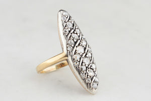 ANTIQUE VICTORIAN .97ct ROSE-CUT DIAMOND RING SILVER & GOLD