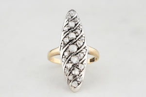 ANTIQUE VICTORIAN .97ct ROSE-CUT DIAMOND RING SILVER & GOLD