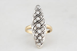 ANTIQUE VICTORIAN .97ct ROSE-CUT DIAMOND RING SILVER & GOLD