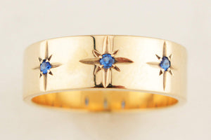 ANTIQUE SYNTHETIC SPINEL STARBURST BAND 9ct YELLOW GOLD