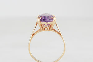 VINTAGE c1970 AMETHYST COCKTAIL RING 9ct GOLD