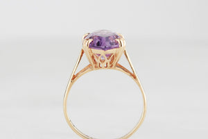 VINTAGE c1970 AMETHYST COCKTAIL RING 9ct GOLD