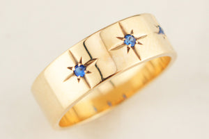 ANTIQUE SYNTHETIC SPINEL STARBURST BAND 9ct YELLOW GOLD