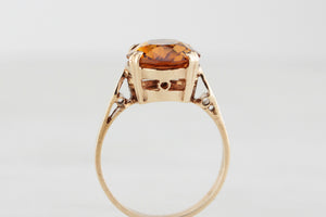 RETRO c1970 MANDARIN CITRINE COCKTAIL RING 9ct GOLD