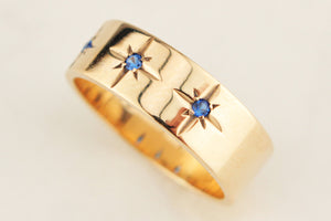 ANTIQUE SYNTHETIC SPINEL STARBURST BAND 9ct YELLOW GOLD