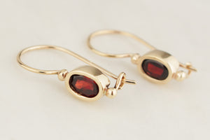MODERN GARNET EARRINGS 9ct YELLOW GOLD