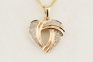 RETRO ESTATE c1980 DIAMOND HEART PENDANT 9ct GOLD