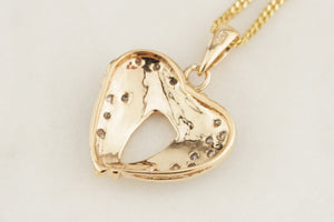 RETRO ESTATE c1980 DIAMOND HEART PENDANT 9ct GOLD