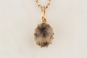 ANTIQUE EDWARDIAN c1900 DENDRITIC AGAGTE PENDANT 9ct GOLD