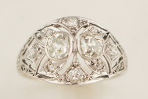 ANTIQUE ART DECO c1920 .95ct DIAMOND RING 14ct WHITE GOLD