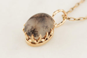ANTIQUE EDWARDIAN c1900 DENDRITIC AGAGTE PENDANT 9ct GOLD
