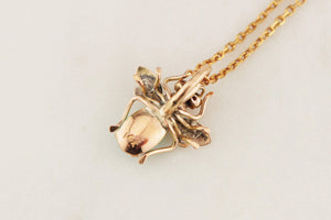 ANTIQUE EDWARDIAN c1900 RUBY TORQUIOSE & PEARL BEE PENDANT 14ct GOLD