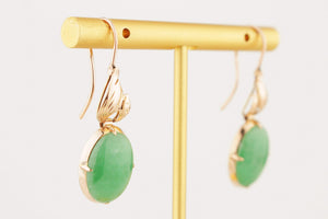 ANTIQUE EDWARDIAN c1910 JADE EARRINGS 22ct ROSE GOLD