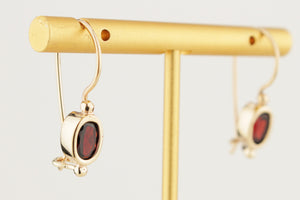 MODERN GARNET EARRINGS 9ct YELLOW GOLD