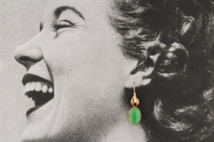 ANTIQUE EDWARDIAN c1910 JADE EARRINGS 22ct ROSE GOLD