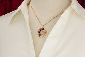 ANTIQUE ART NOUVEAU c1910 AMETHYST PENDANT 14ct GOLD