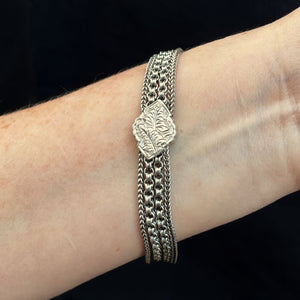VICTORIAN c1880 SILVER ALBERTINA BRACELET