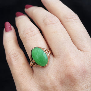 ANTIQUE ART DECO c1920/30 JADE RING 14ct GOLD