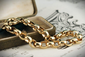 ANTIQUE EDWARDIAN c1910 SOLID ROLLO BRACELET 9ct GOLD