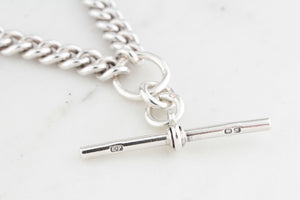 ANTIQUE VICTORIAN 1840 STERLING SILVER ALBERT CHAIN