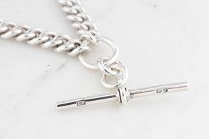 ANTIQUE VICTORIAN 1840 STERLING SILVER ALBERT CHAIN