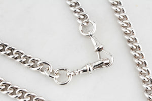 ANTIQUE VICTORIAN 1840 STERLING SILVER ALBERT CHAIN