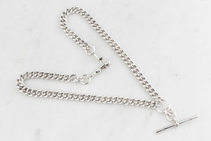 ANTIQUE VICTORIAN 1840 STERLING SILVER ALBERT CHAIN