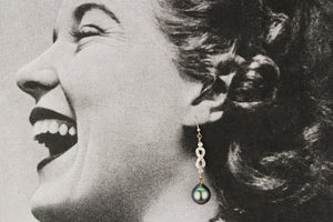 MODERN TAHITIAN PEARL & DIAMOND EARRINGS 18ct WHITE GOLD