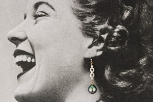 MODERN TAHITIAN PEARL & DIAMOND EARRINGS 18ct WHITE GOLD