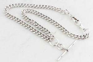 ANTIQUE VICTORIAN 1840 STERLING SILVER ALBERT CHAIN