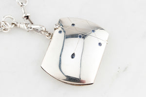 ANTIQUE EDWARDIAN SAPPHIRE STERLING SILVER VESTA CASE