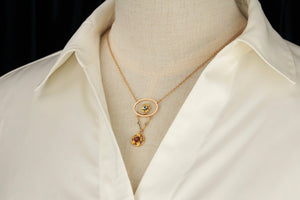 ANTIQUE ART NOUVEAU c1900 RUBY & PASTE NECKLACE 15ct YELLOW GOLD