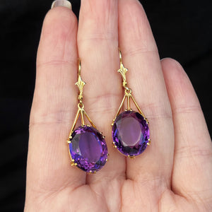 ANTIQUE AMETHYST EARRINGS 9ct GOLD