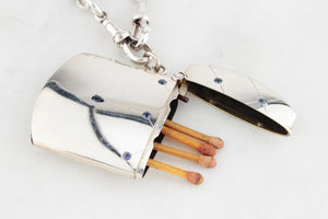 ANTIQUE EDWARDIAN SAPPHIRE STERLING SILVER VESTA CASE