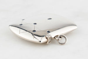 ANTIQUE EDWARDIAN SAPPHIRE STERLING SILVER VESTA CASE