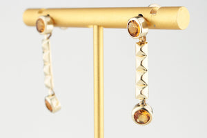 RETRO 1983 CITRINE EARRINGS 9ct GOLD