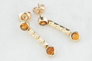 RETRO 1983 CITRINE EARRINGS 9ct GOLD