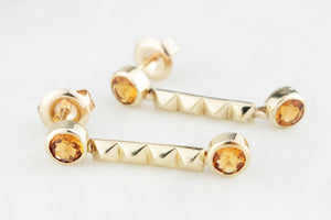 RETRO 1983 CITRINE EARRINGS 9ct GOLD